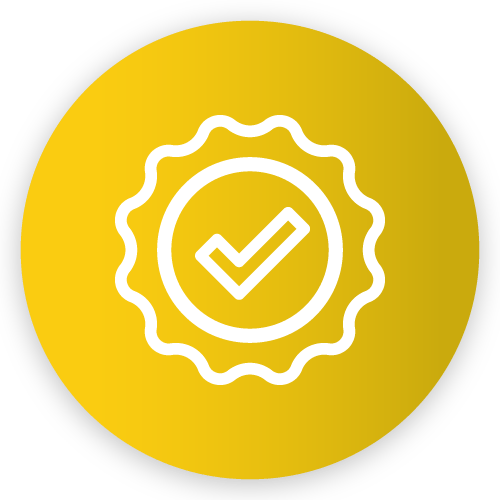 Yellow badge with checkmark symbol