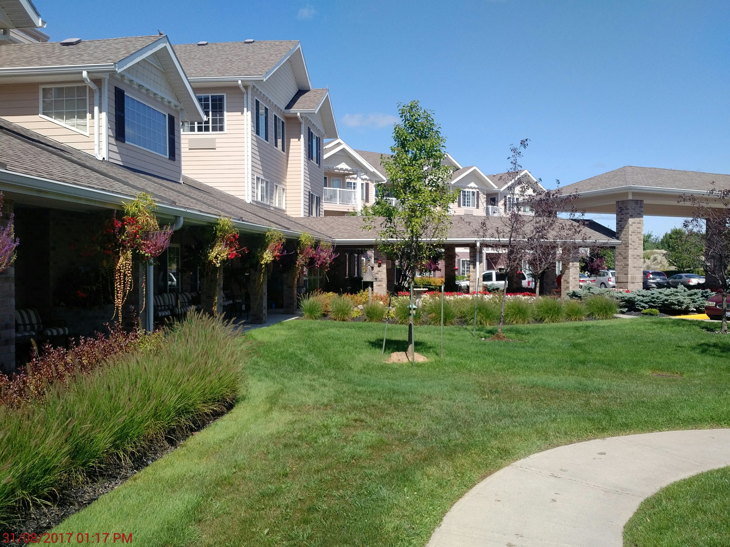 Beautiful residential building with landscaped garden